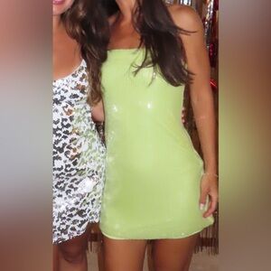 Abercrombie & Fitch Strapless Sequin Mini Dress Lime Green